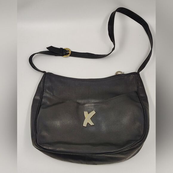 Paloma Picasso Black Leather Handbag Purse Bag Crossbody Vintage - Picture 16 of 16